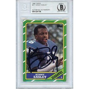 Kenny Easley Seahawks Signed 1986 Topps Football Card Beckett BAS Autograph Slab